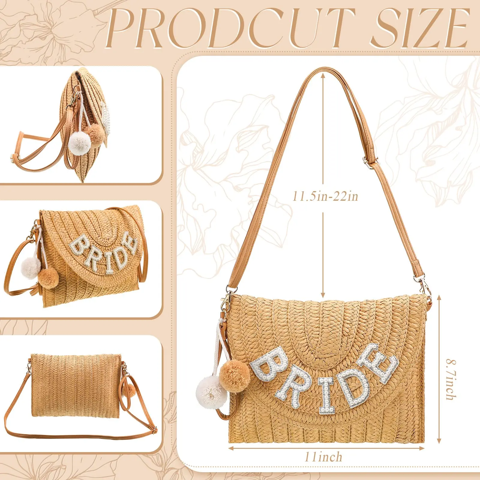 Соломенная Сумка на плечо для невесты плетеный кошелек-конверт с жемчугом