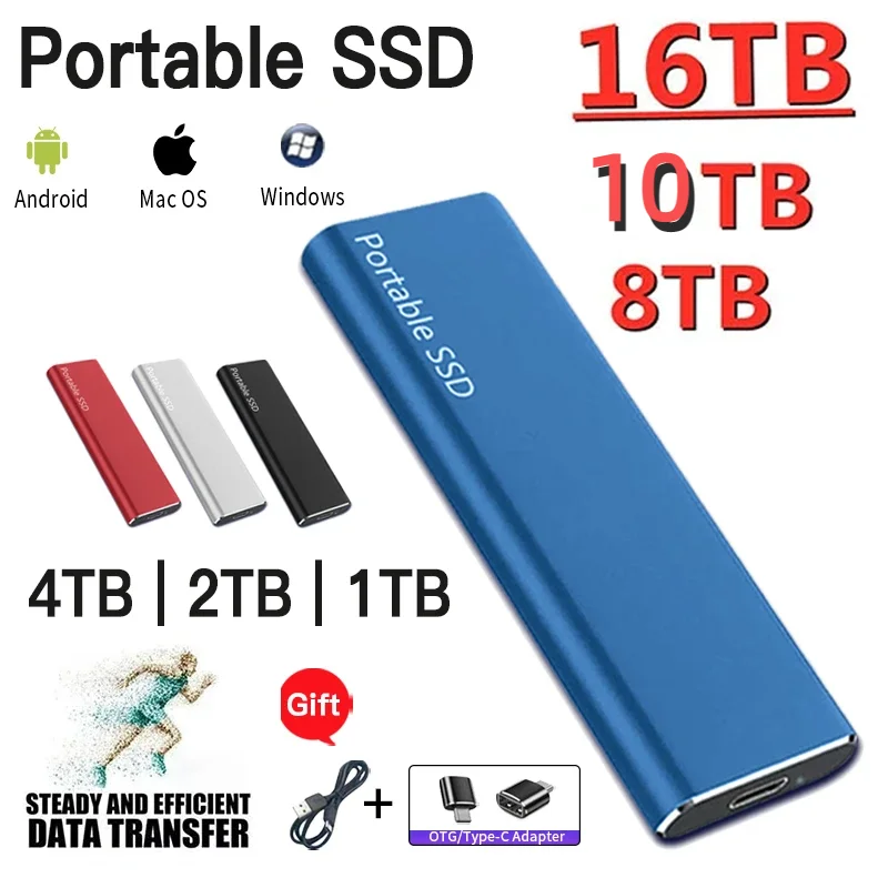 

Solid State Hard Disks Portable SSD 1TB 2TB USB3.1/TYPE-C Interface High-Speed External Hard Drive for Laptops/Phone/Mac/Windows
