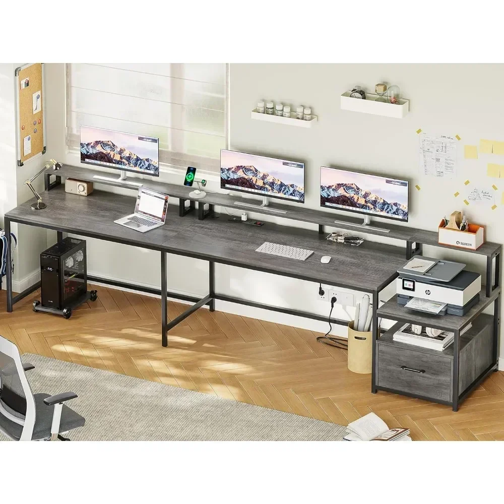 Geformter Rosenoschreibtisch 66-Zoll-Home-Office-Schreibtisch Mit Aktenschublade Und Steckdose