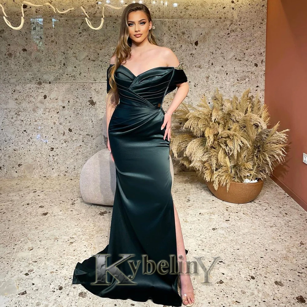 

Kybeliny Attractive Mermaid Evening Dresses For Woman 2024 Slit Off Shoulder Prom Gowns Vestidos Robes De Soirée Custom Made