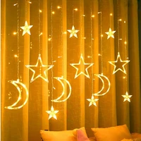 moon star eu plug led fairy string light garland eid mubarak ramadan decoration christmas holiday lighting wedding party