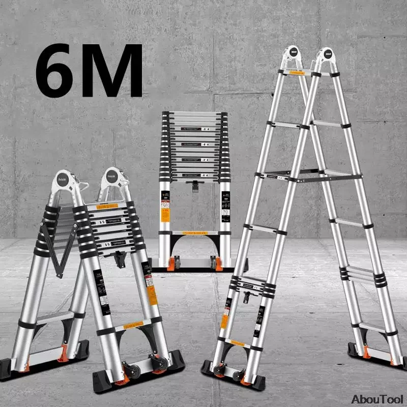 Telescopic Ladder Aluminum Alloy Herringbone Ladder Stable Folding Ladder Multifunctional Stair Lift Household Straight Ladder