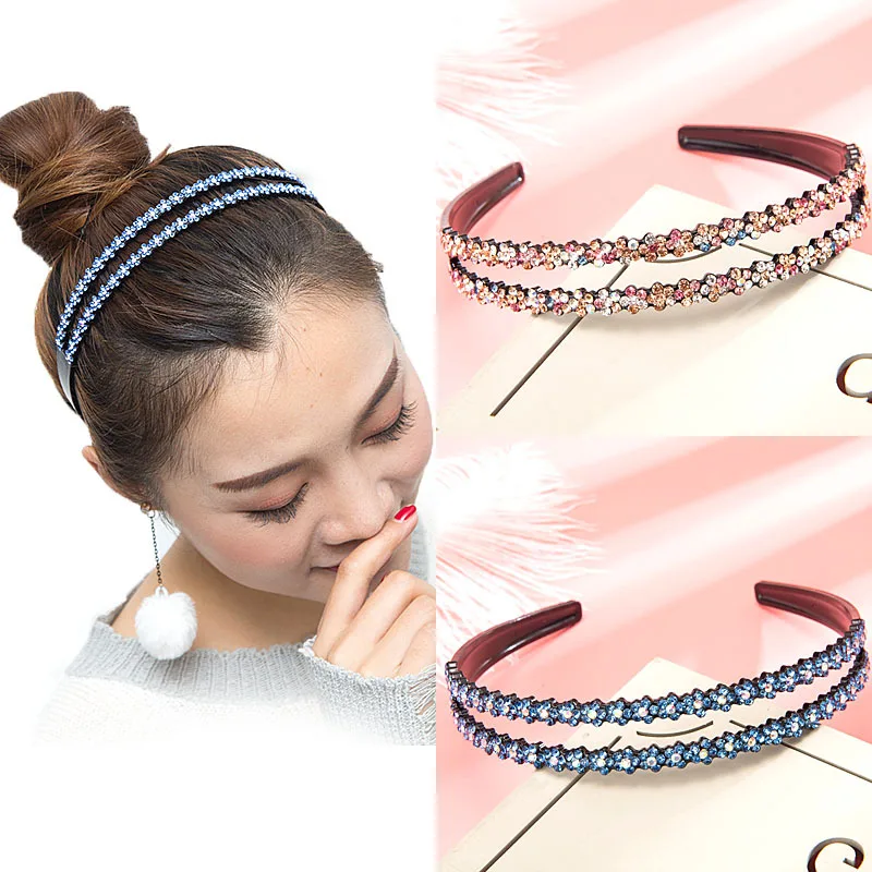 

2022 Fashion Rhinestones Crystal Beaded Hair Band Headwear Girls Women Handmade Pearl Flower Headband Hair Accessories