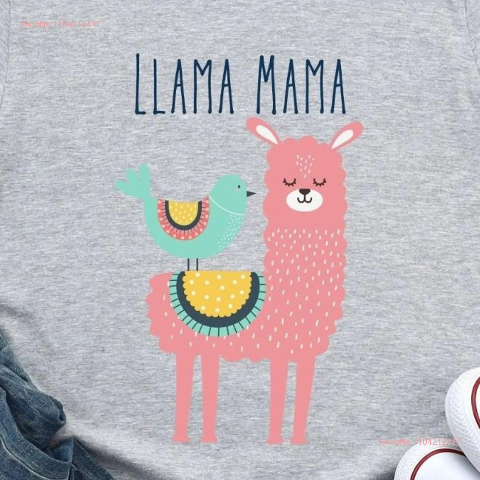 Llama Mama T Shirt Softstyle Soft Crewneck Top Roomy Pullover Funny long or short sleeves
