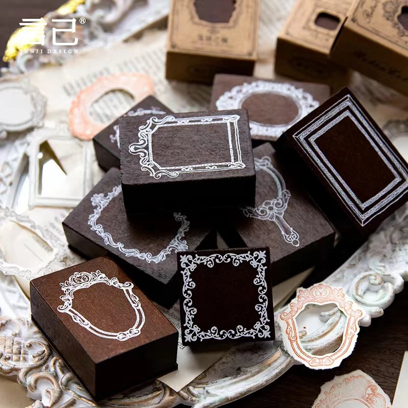 8 шаблонов, ретро зеркальная серия, деревянный штамп для канцелярских принадлежностей, сделай сам, скрапбукинг, изготовление резиновых открыток, украшение альбома, деревянная печать