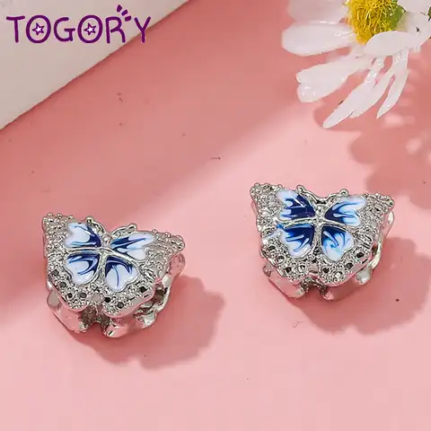 2 pcs./Lot beads-pendants with blue butterflies are suitable for original elegant bracelets “Make yourself” the necklaces for women jewelry ...