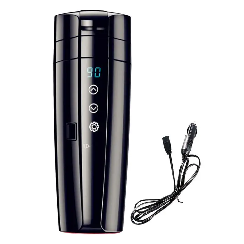 

Car Heating Mug With Anti-Spill Lid Portable Temperature Control Travel Cup 304 Stainless Steel Electric Heated Kettle Keep Warm
