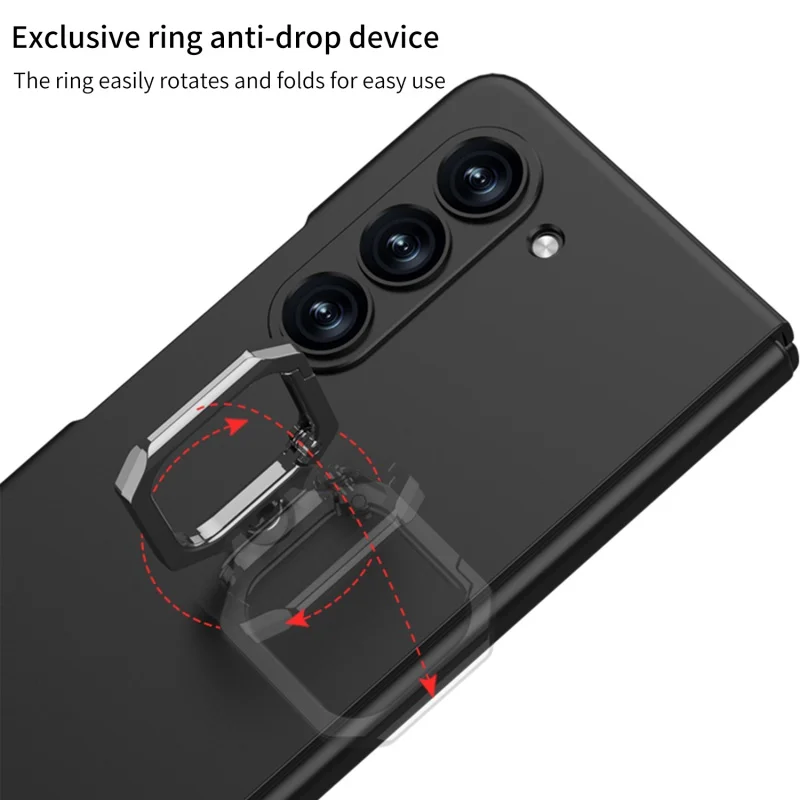 Фото Металлическое кольцо 2 в 1 Чехлы для Samsung Galaxy Z Fold 5, Ультратонкий чехол из поликарбоната, с закаленной пленкой для переднего экрана, LBE №3