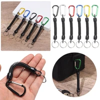 tool outdoor hiking camping portable fishing lanyards camping carabiner spring elastic rope anti lost phone keychain