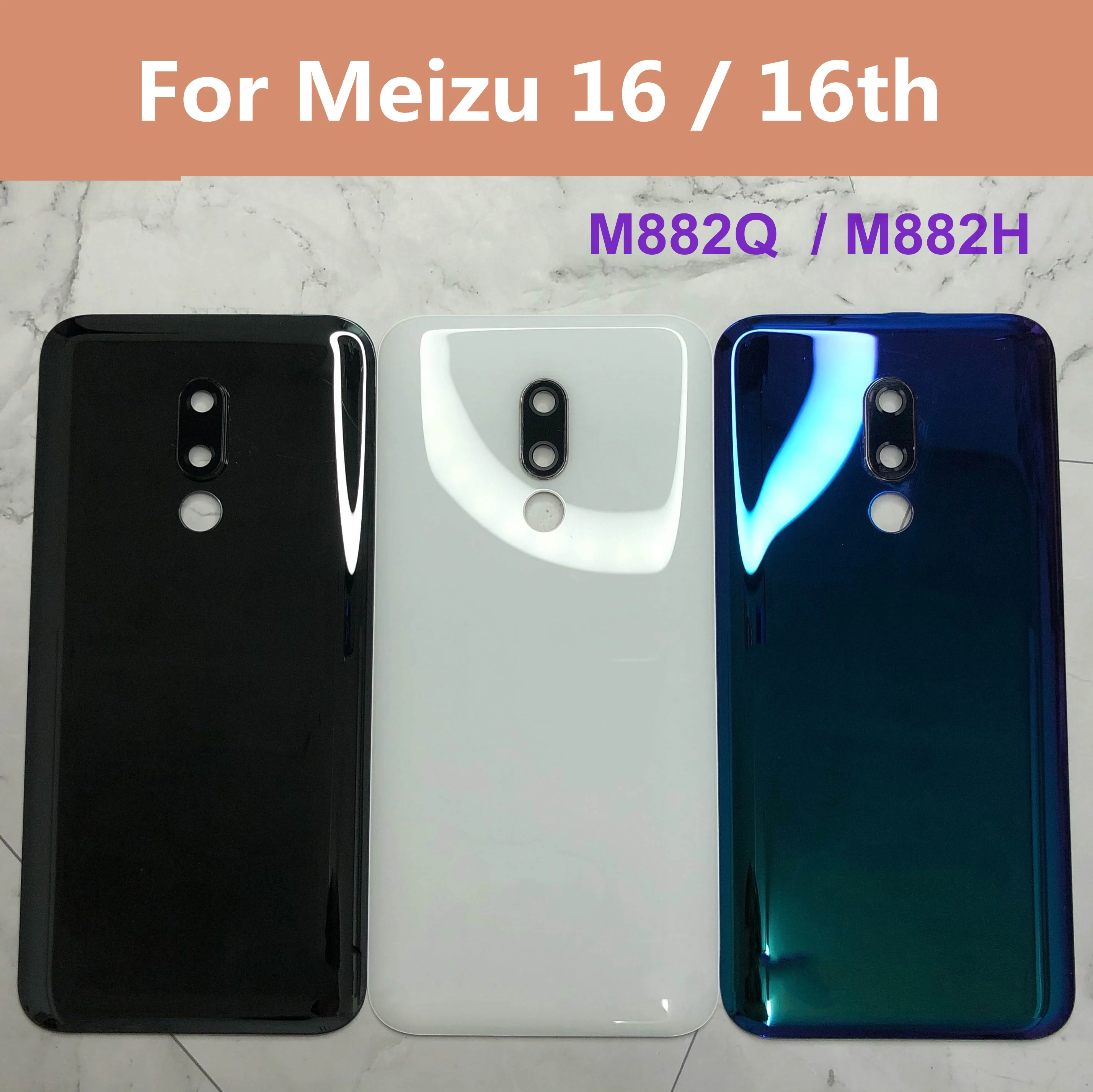 16th M882Q M882H Battery Back Rear Cover Door Housing For Meizu 16th Battery Cover repair with camera lens Replacement