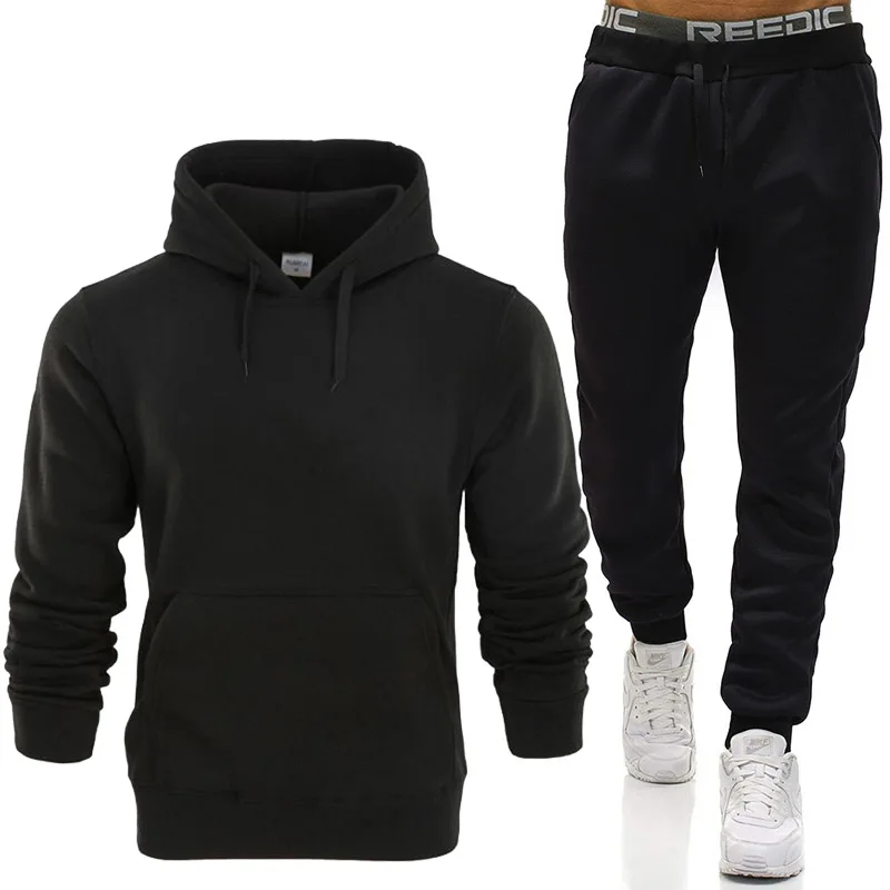 

Winter Hoodie Sets Men Fashion Fleece Red Hoodies Black Brand Pants Casual Jogger Suit Tracksuit Sweatshirt Woman Pullover