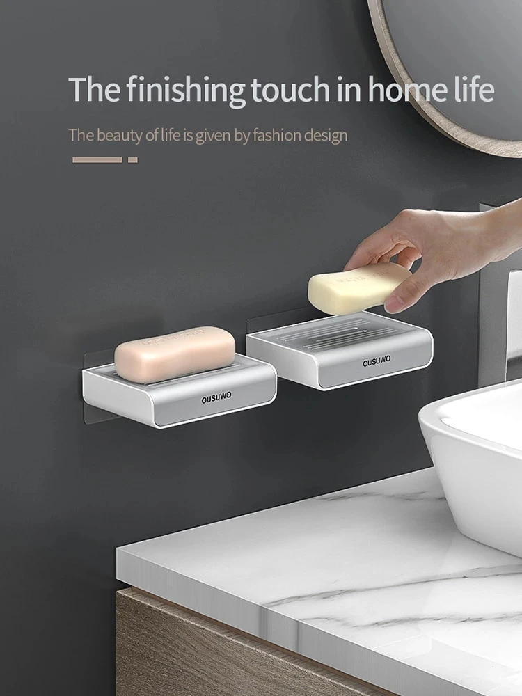 

Настенная креативная сушилка для мыла с присоской, бытовой двухуровневый держатель для мыла для ванной комнаты, без перфорации