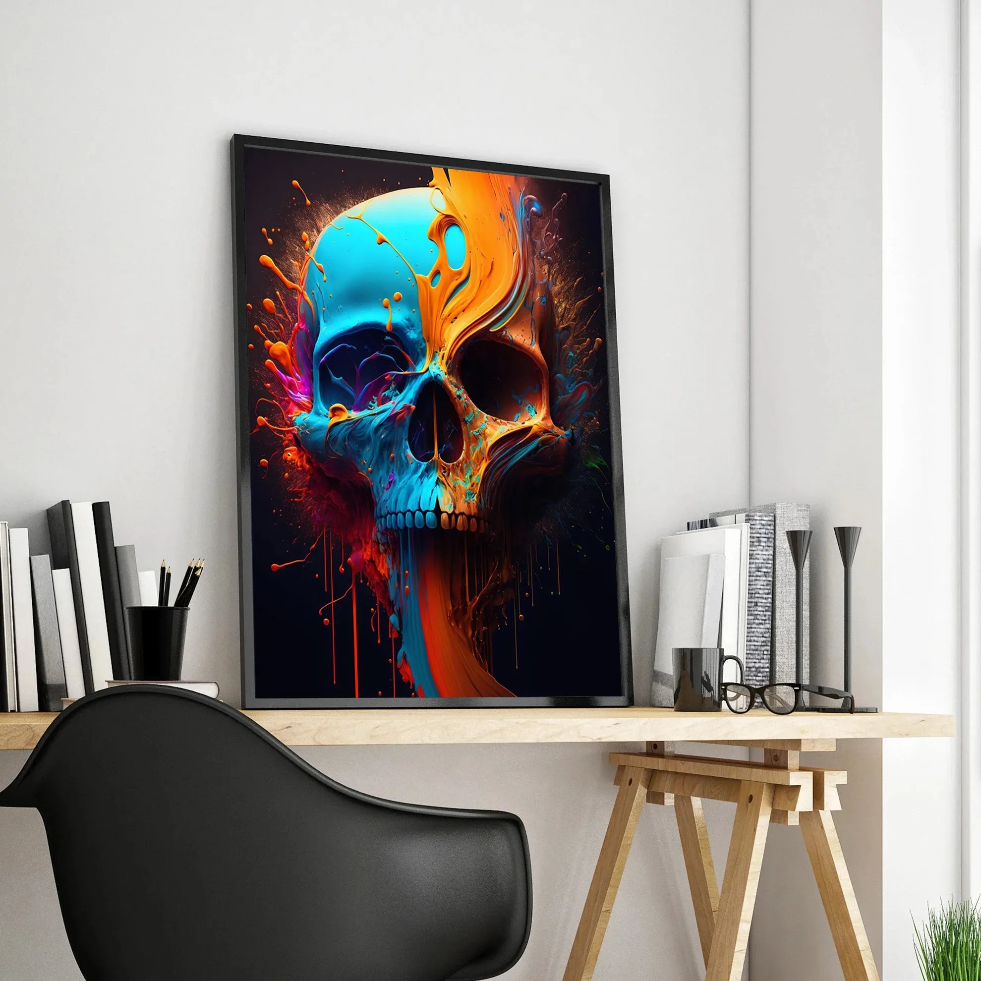 Скандинавский Стиль Ретро ​​неоновый Череп Абстрактное Искусство Постер
