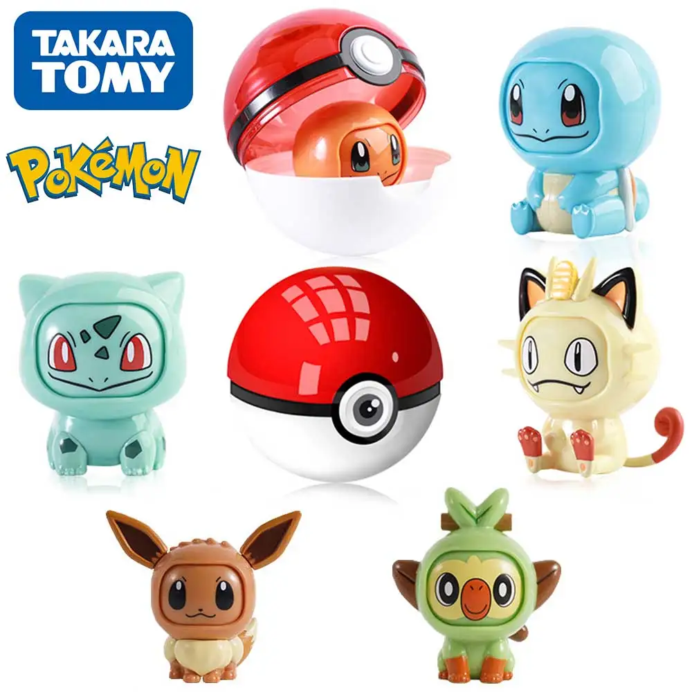 

2022 New Kawaii Pokemon Anime Figures Toys Variable Face Model Pikachu Charmander Squirtle Bulbasaur For Children Birthday Gifts