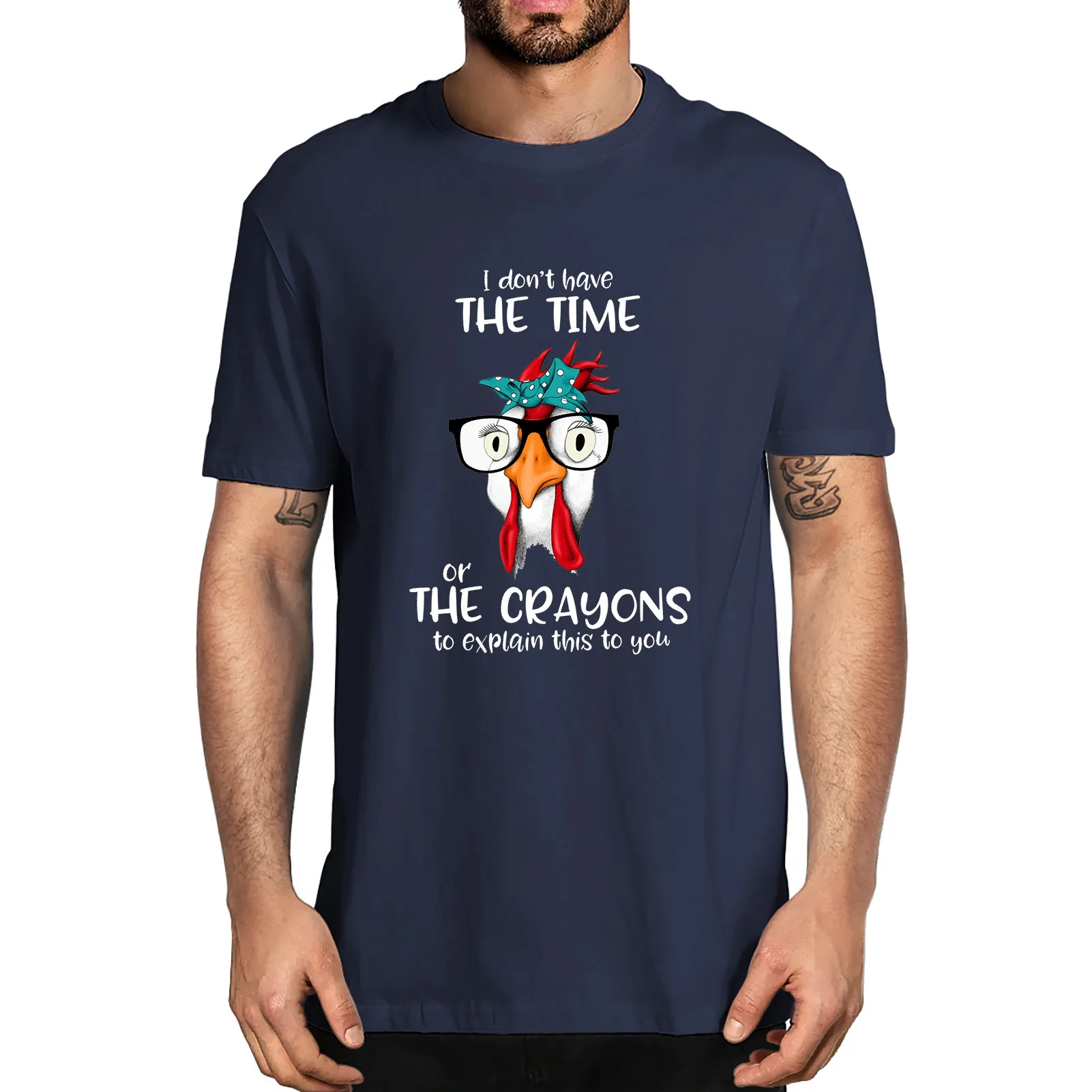 

I Don't Have The Time Or Crayons To Explain This To You Funny Chickens Wear Glasses Saying Retro Men's 100% Cotton T-Shirt Tee