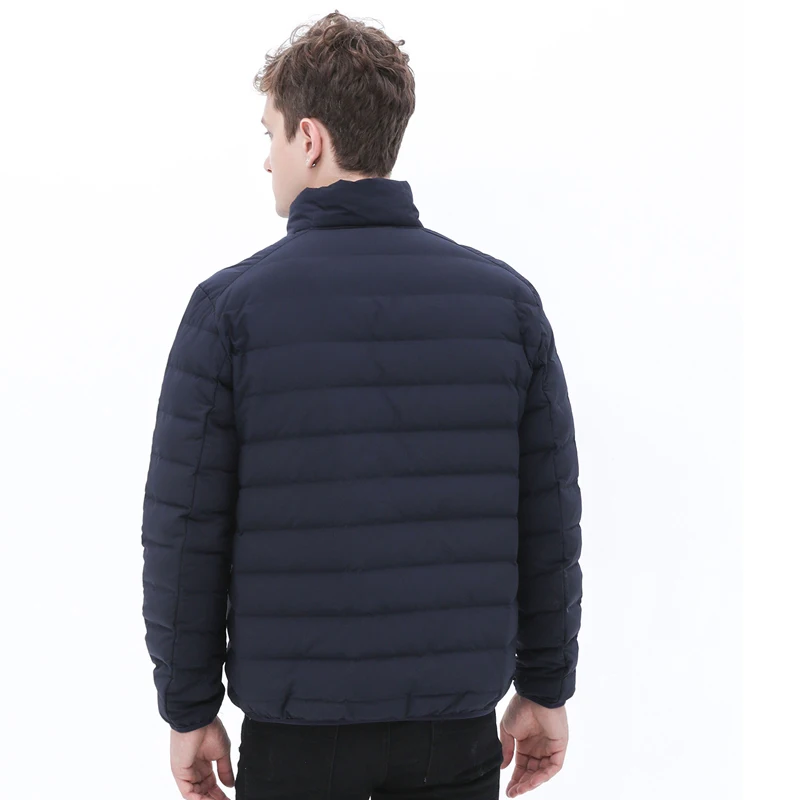 Man Stand-up Collar Puffer Jacket Soft Matt Waterproof Fabric Down Jackets Seamless Winter Autumn Warm Outerwear Coat Blazer