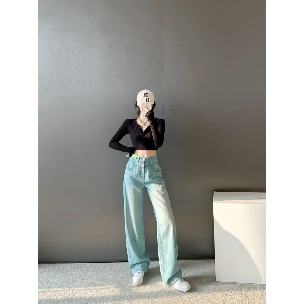 Новое поступление верхние потертые джинсовые брюки для женщин мешковатые