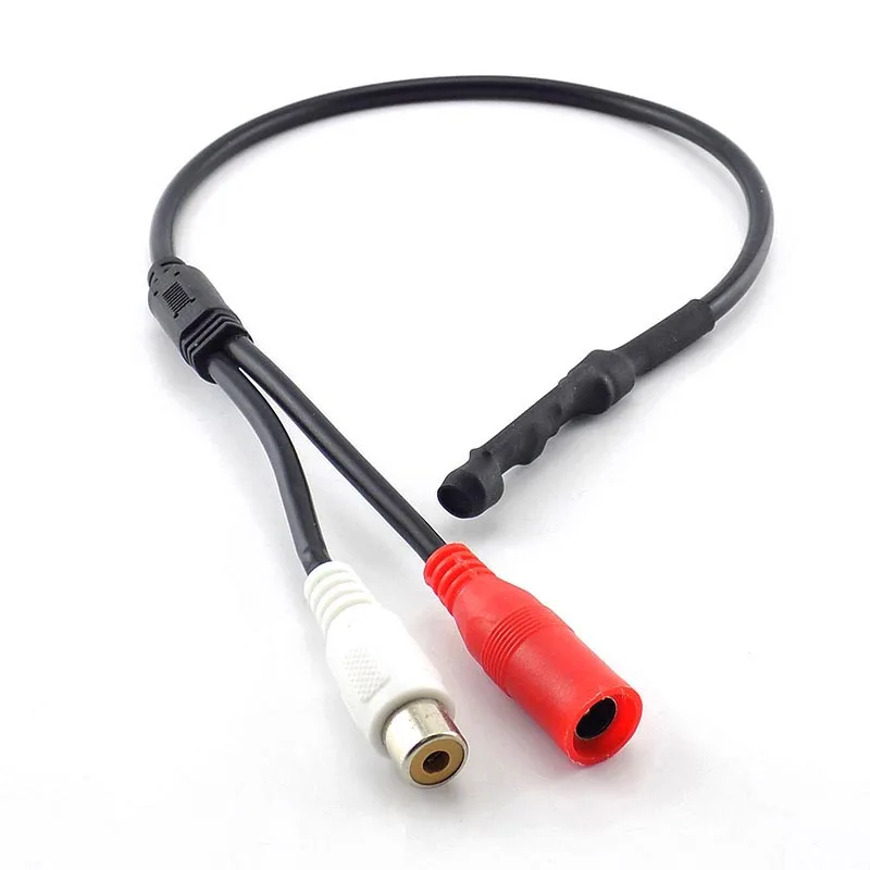 

DC 12V Mini Microphone Pickup Sound Monitor Audio Pickup RCA Power Cable for Cctv Camera DVR Video Surveillance L19