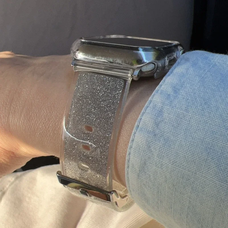 Эстетический модный красочный желейный силиконовый браслет для Apple Watch 9 8 7 6 5 4 3 2 1