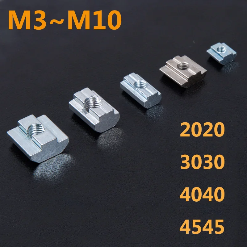 

5-20Pcs M3 M4 M5 M6 M8 M10 T Block Square nuts T-Track Sliding Hammer Nut for Fastener Aluminum Profile 2020 3030 4040 4545