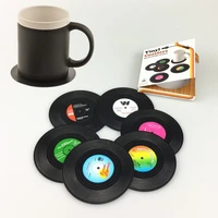retro vinyl cd mat anti slip record coaster creative coffee mug cup coasters heat resistant nonslip pads kitchen tools
