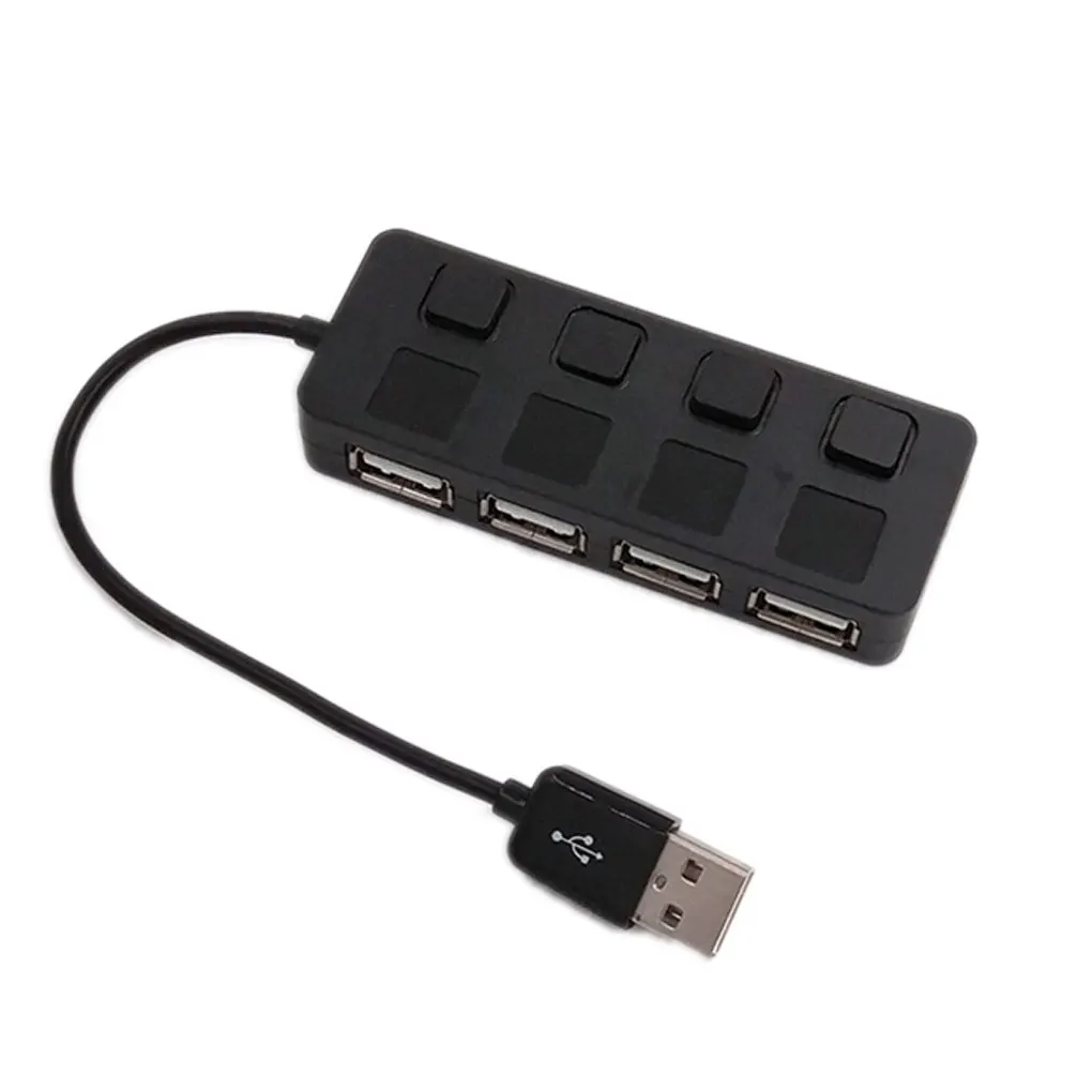 

1 Drag 4 Mini USB Splitter Adapter Laptop Notebook Computer PC USB2.0 Hub LED Indicator Individual Button Switch