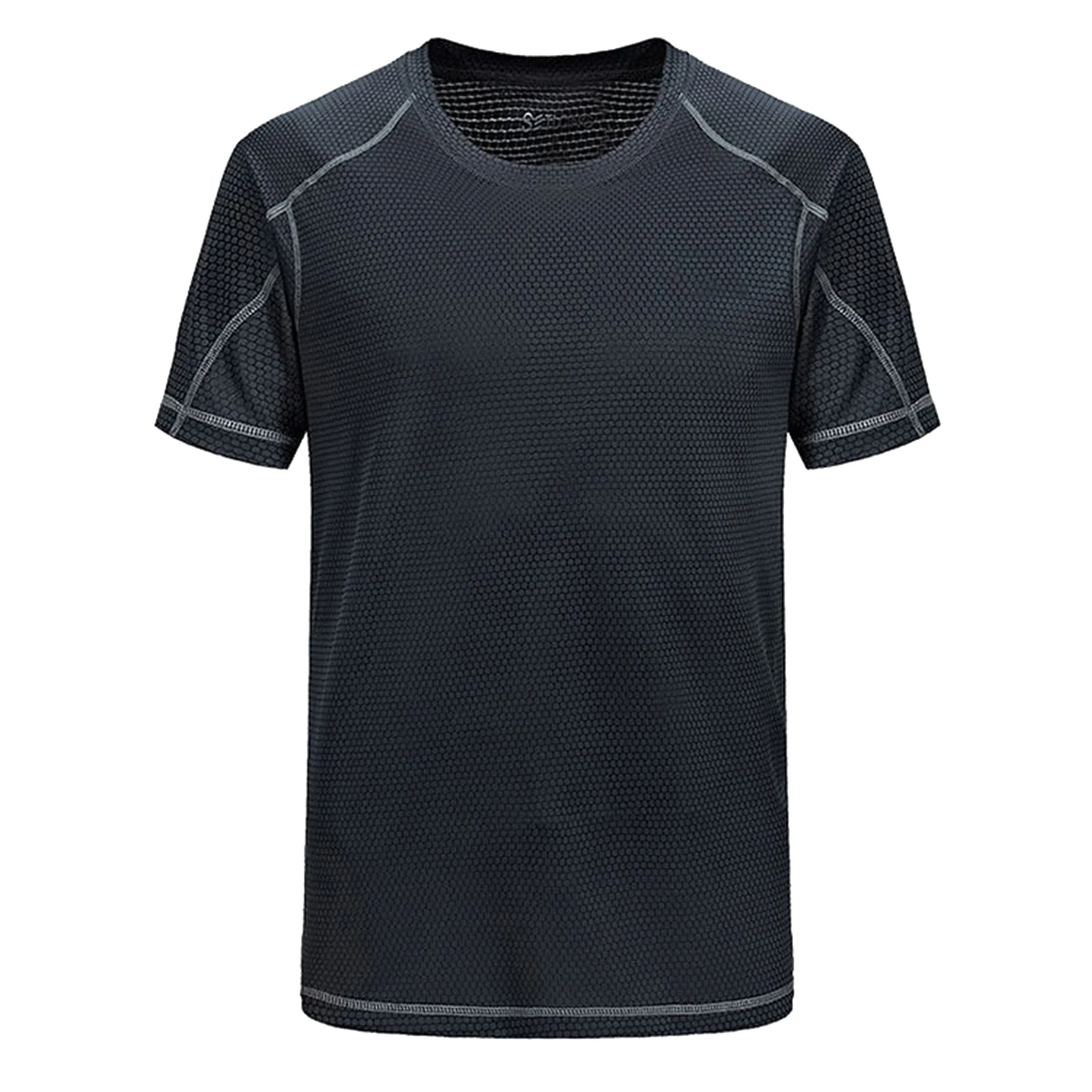Men's Short Sleeve T-Shirt Breathable Ice-silk Quick Dry Athletic Running Workout Fishing Top Tee Performance Shirts
