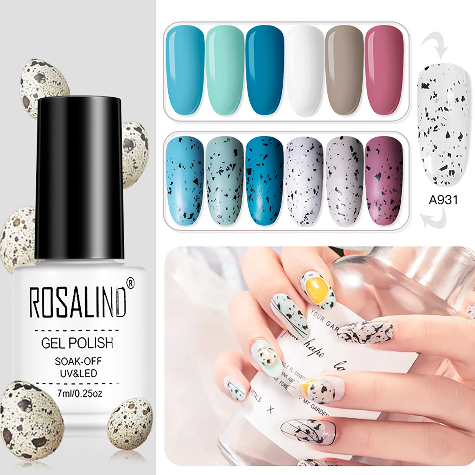 Rosalind 7ml Nail Egg Top Coat Eggshell Gel Polish Transparent Semi Permanent Gel UV Nail Egg Gel Color Base Hybrid Varnishes