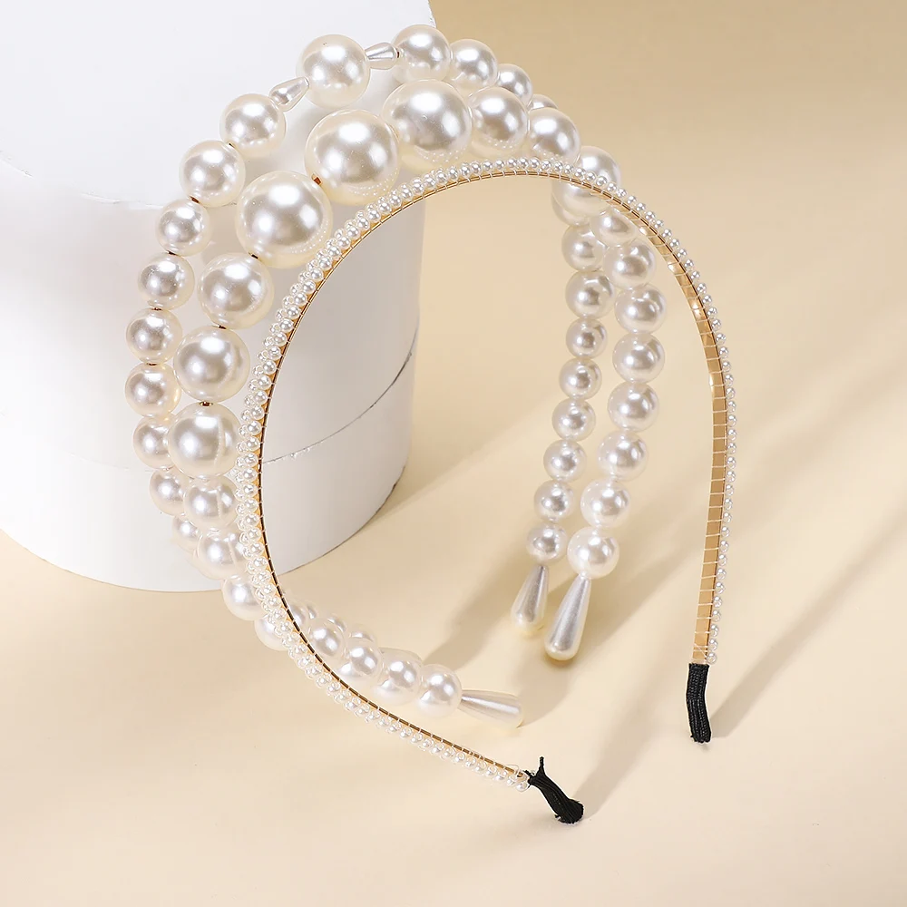 

Повязка на голову с жемчугом женская, универсальная простая темпераментная лента для волос в стиле ретро, несколько стилей, аксессуары для девушек и женщин