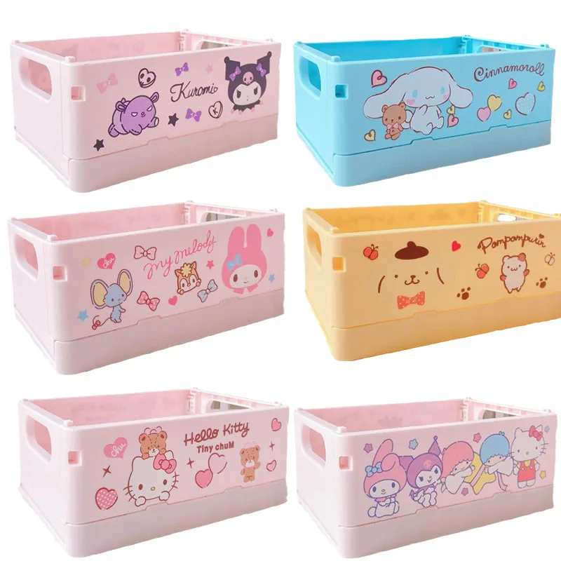 

Anime Kawaii Sanrios Kuromi My Melody Purin Dog Kittys Cinnamoroll Foldable Sundries Box Cartoon Cute Desktop Storage Boxs