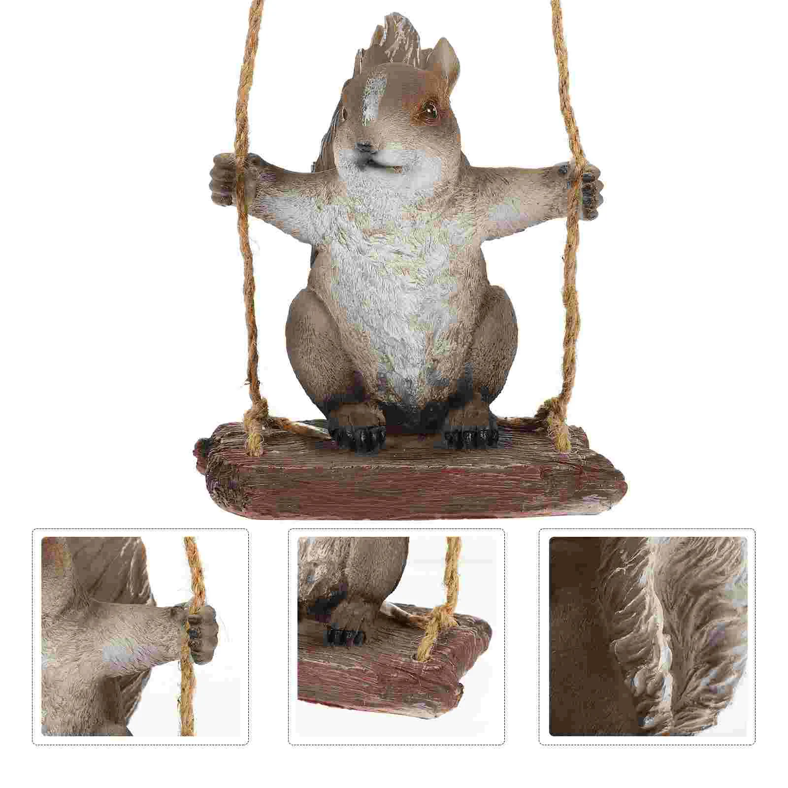 

Squirrel Garden Swing Resin Pendant Tree Statue Hanging Ornament Decor Outdoor Sculpture Figurine Simulation Statues Landscape