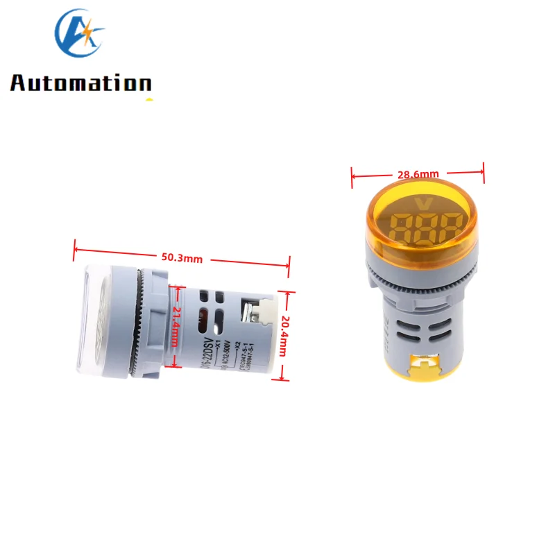 10 шт. DIY Мини цифровой вольтметр 22 мм круглый AC 12-500 В тестер напряжения измеритель