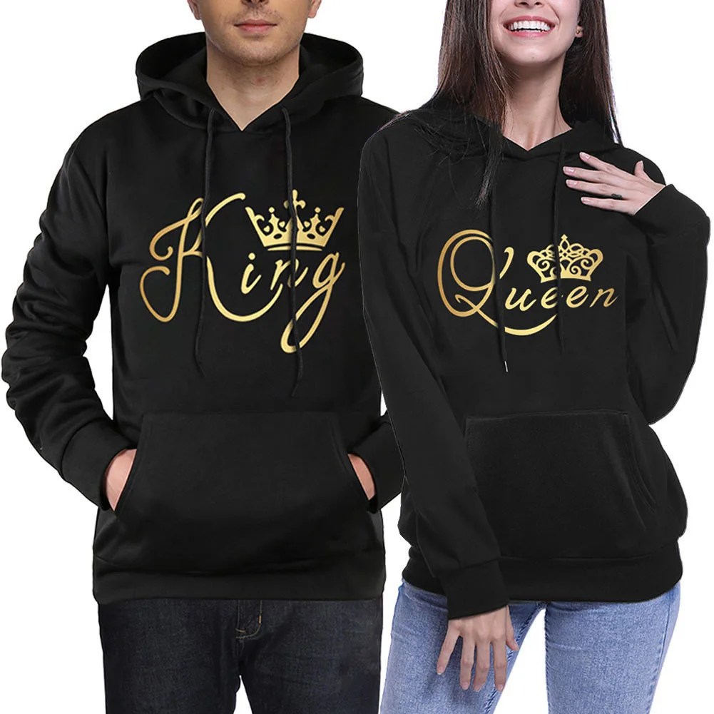 Casual Pullovers Tracksuits Gift Spring Winter King Queen Printed Sweatshirt Couples Lovers Hoodies Hooded Sweatshirt