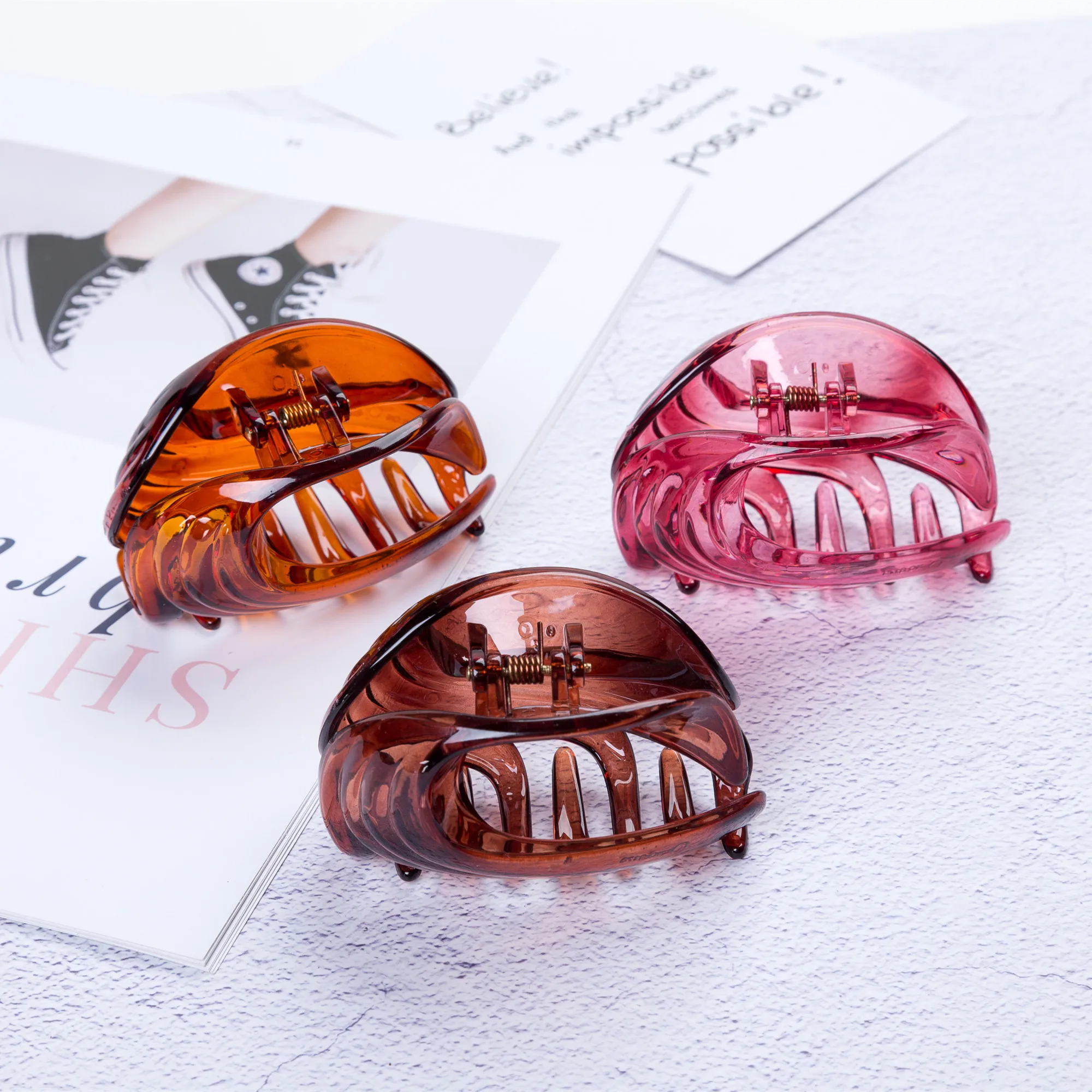 Prettyou 8 5 см большие заколки для волос Ctystal Look Conch Design удобные пластиковые