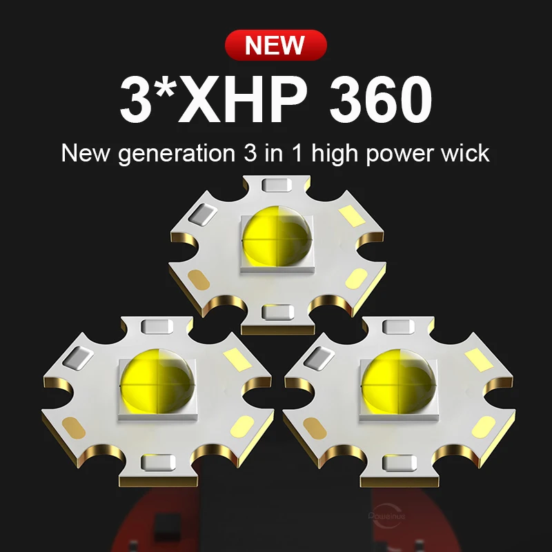Фото Новый профессиональный подводный фонарь 3*XHP 360 LED для дайвинга, дальность 1000 м, сверхъяркий, для подводного освещения №4