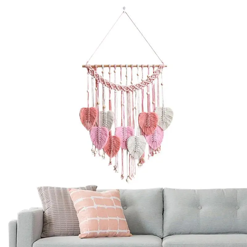 

Boho Woven Leaf Tapestry Leaf Macrame Tassels Decoration Tassel Leaves Bohemian Wall Decor Tapestry Room Decor For Living Room