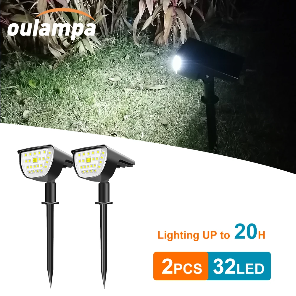 

2PCS 32LED Solar Spotlight Outdoor Waterproof Garden Light for Patio Park Pathway Balcony Backyard Villa Lamp