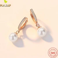 real 925 sterling silver jewelry shell pearl zircon hoop earrings for women rose gold plating femme luxury accessories 2022 new