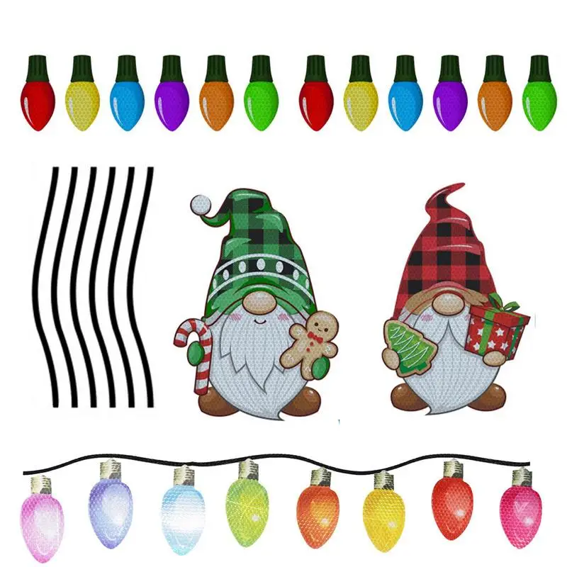 

Reflective Christmas Car Decorations Colorful Bulb Light Magnets For Cars Refrigerator 22 Pcs Magnet Decals With Reindeer Santa