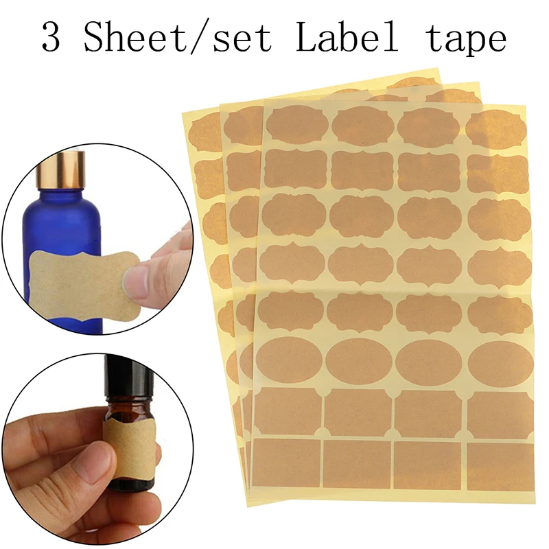 

3 Sheets/Set Empty Kraft Paper Essential Oil Perfume Bottle Roller Labels Stickers Accessories