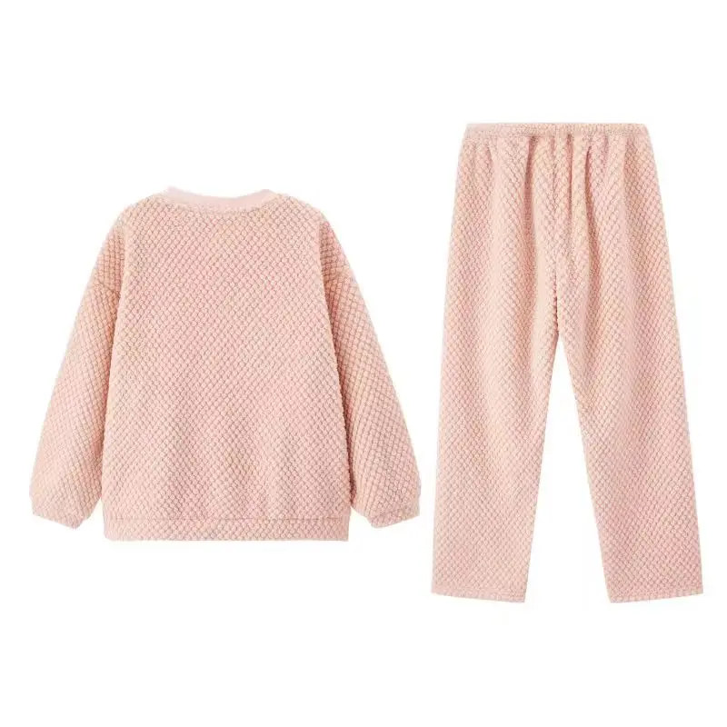 Autumn Winter Warm Flannel Women's Pajama Set Long-sleeved Trousers Two-piece Sweet Princess Style Home Wear Clothes for Women