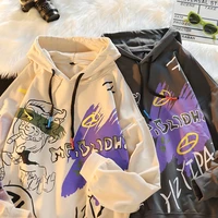 mens graffti oversized hoodies cotton hip hop harajuku hooded sweatshirts japanese streetwear funny graphic hoodies male