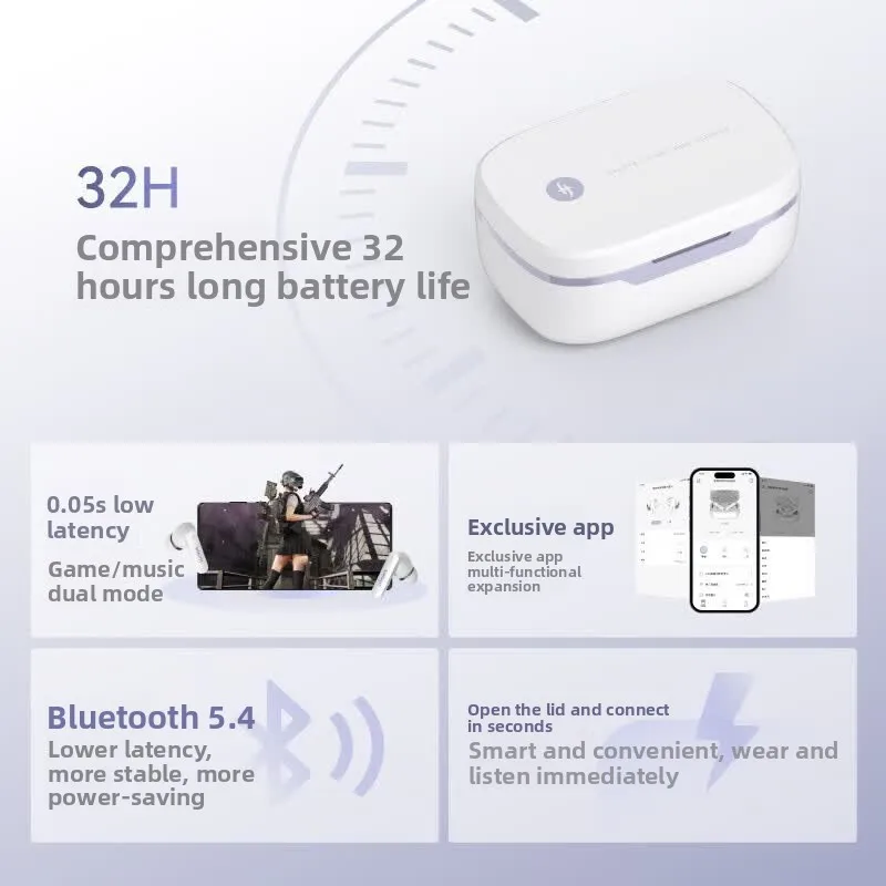 Фото Наушники SIMGOT FLD200, беспроводные Bluetooth 5.4, наушники с активным шумоподавлением, TWS, HiFi, высококачественная гарнитура №3