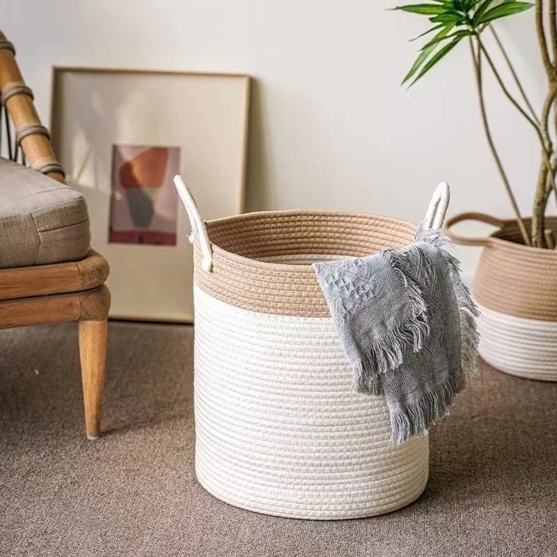 

Dirty 35x40cm Household Basket Laundry Bag Cotton Kids Rope Storage Goods Bucket Storage Durable Toys Clothes