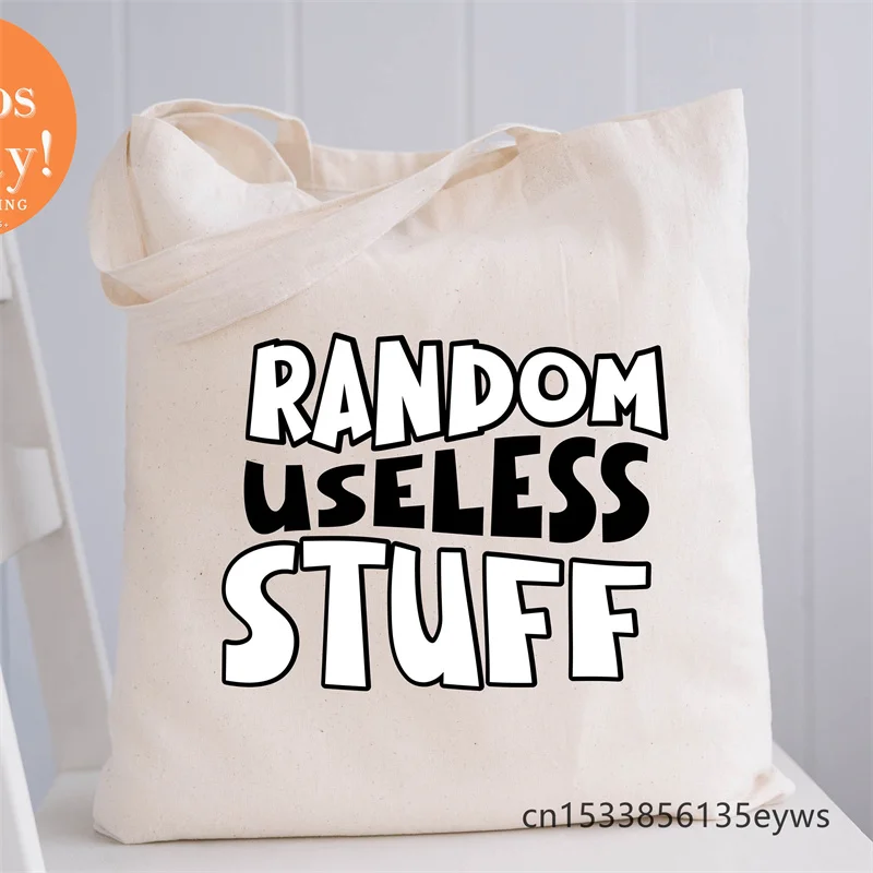 

Random Useless Stuff Graphic Hipster Cartoon Print Shopping Tote Bags Girls Pacakge Hand Bag