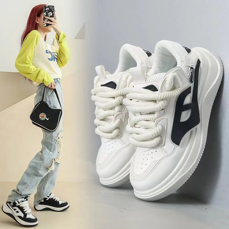 

2023 Autumn New Korean Edition Little White Shoes Student Versatile Thick Sole Sports Casual Shoes Breathable And Comfortable