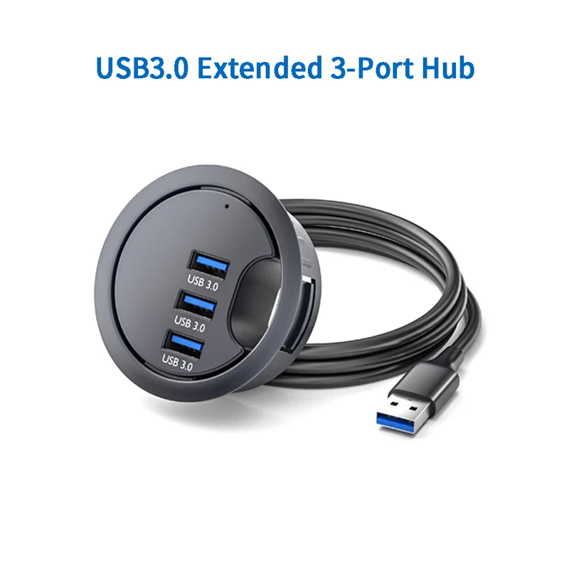 

Desk Round Perforated USB 3.0 Extended 3-Port Hub, Data Reading And Rechargeable