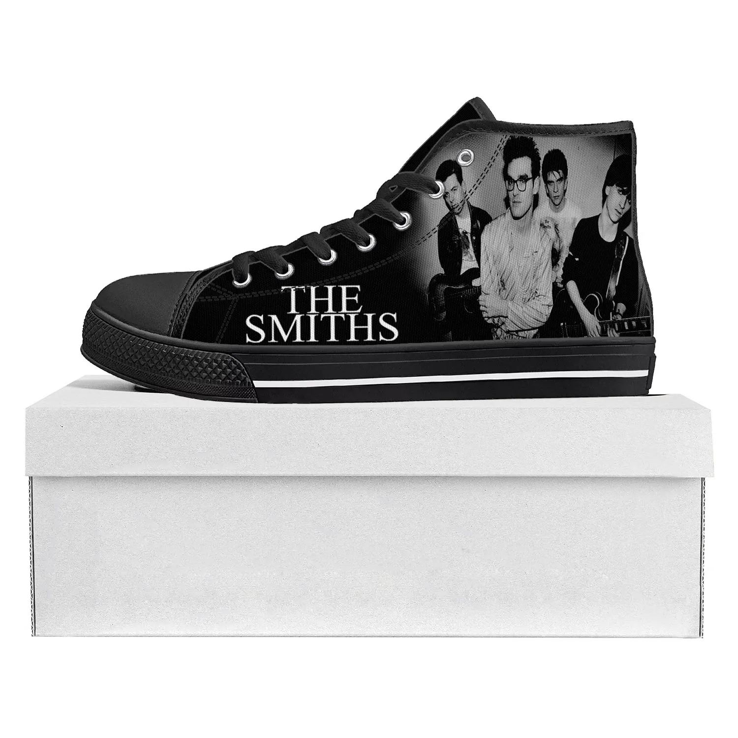 The Smiths Rock Band High Top High Quality Sneakers Mens Womens Teenager Canvas Sneaker Casual Couple Shoes Custom Shoe Black
