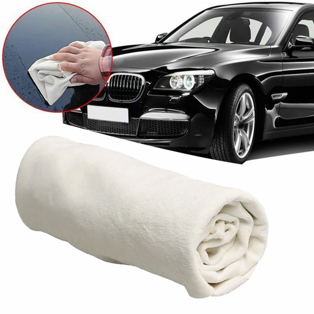 

Natural Shammy Chamois Leather Car Cleaning Towels Drying Washing Cloth 25*40cm For Cleaning Paint Surfaces, Silverware, Casemen