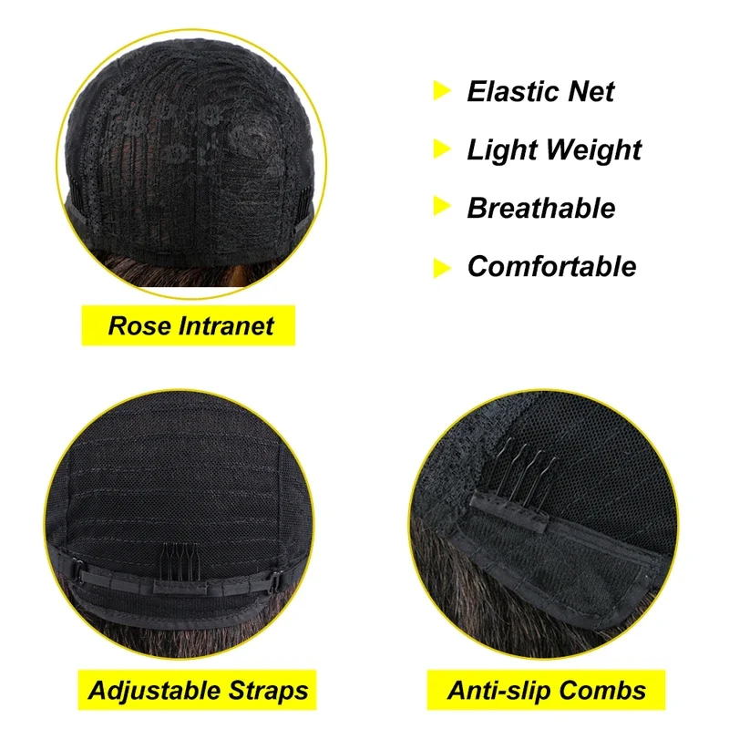 Bellqueen Yaki прямой парик 14-дюймовый бесклеевой синтетический мягкий натуральный